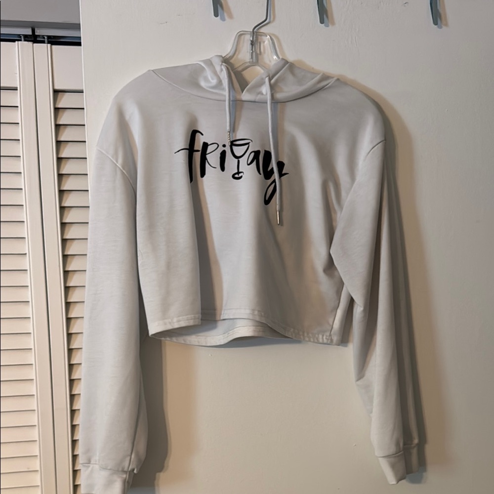 Women's White Hoodie with 'Friday' Print